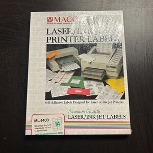 New Maco Laser/Ink Jet Printer Labels ML-1400 100 Sheets 1400 Labels